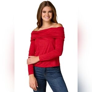 CHARMED HEARTS OFF SHOULDER RED TOP NWT